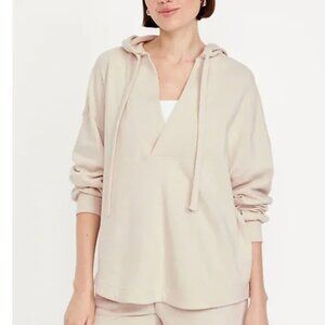 Old Navy SoComfy Terry Oversized Beige Hoodie Sweater Tunic Length